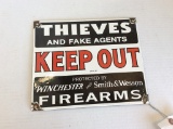 KEEP OUT WINCHESTER & S&W - PORCELAIN