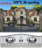 (460)20' WROUGHT IRON ENTRY GATE - OVAL 2 DEER