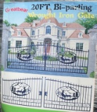 (554)20' WROUGHT IRON ENTRY GATE - OVAL - 2 DEER