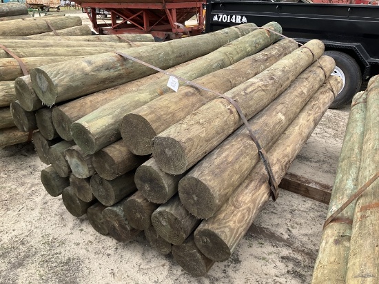 (350)BUNDLE OF 25 - 7"-8" X 8' WOOD POST