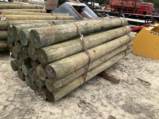 (362)BUNDLE OF 25 - 7"-8" X 8' WOOD POST