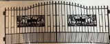 (511)20' WROUGHT IRON ENTRY GATE - SQUARE - 2 DEER