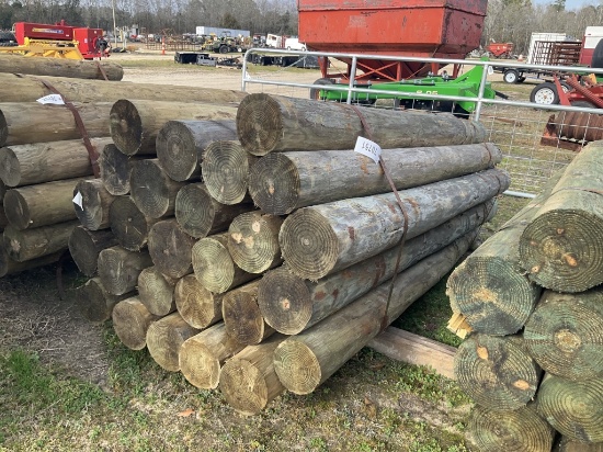 (343)BUNDLE OF 25 - 7" X 8' WOOD POST