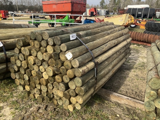 (341)BUNDLE OF 100 - 3" X 8' WOOD POST