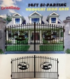 (473)GREATBEAR 14' WROUGHT IRON ENTRY GATE - COW