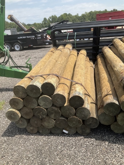 (921)BUNDLE OF 25 - 7" X 8' WOOD POST
