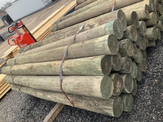 (971)BUNDLE OF 25 - 7" X 8' WOOD POST