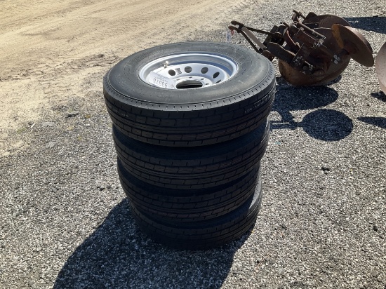 (932)-(4)ST235/80R16 TIRES/RIMS - 8 LUG