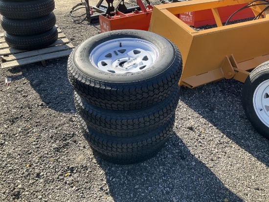 (806) - (4)ST205/75R15 TIRES/RIMS - 5 LUG