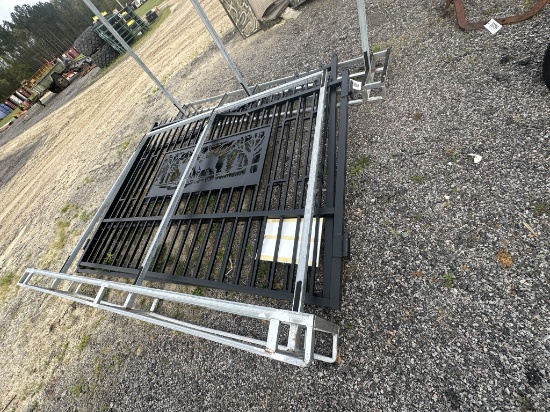 (1275)UNUSED 20FT WROUGHT IRON GATE-REC DEER