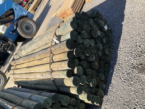 (746)BUNDLE OF 100 - 3" X 7' WOOD POST
