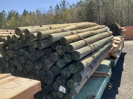(884)BUNDLE OF 100 - 3" X 7' WOOD POST