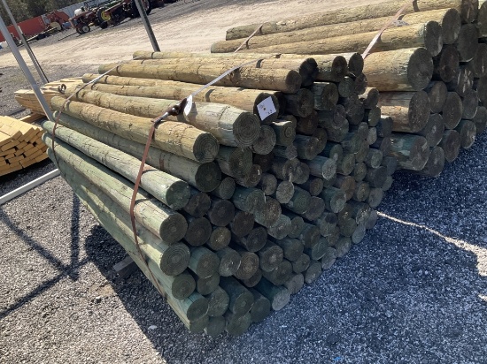 (960)BUNDLE OF 100 - 3" X 7' WOOD POST