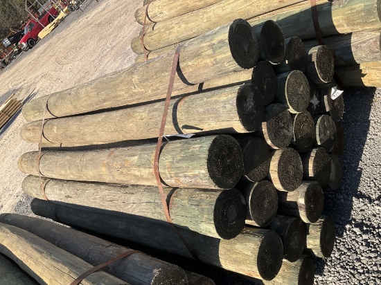 (751)BUNDLE OF 25 - 7" X 8' WOOD POST