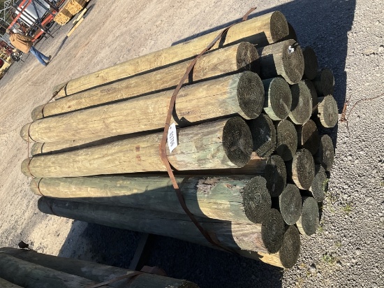 (752)BUNDLE OF 25 - 7" X 8' WOOD POST