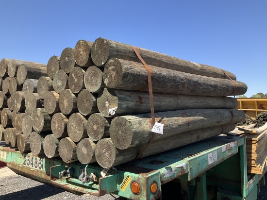 (879)BUNDLE OF 25 - 7" X 8' WOOD POST