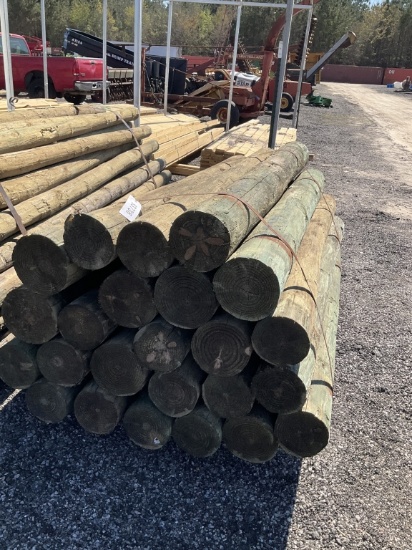 (961)BUNDLE OF 25 - 7" X 8' WOOD POST