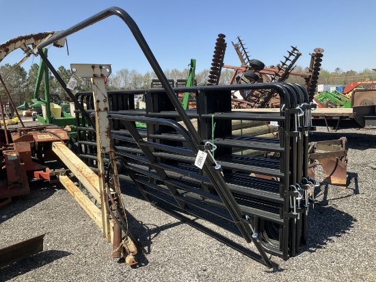(918)-(10)12' CORRAL PANELS W/ 6' WALK THRU-BLACK