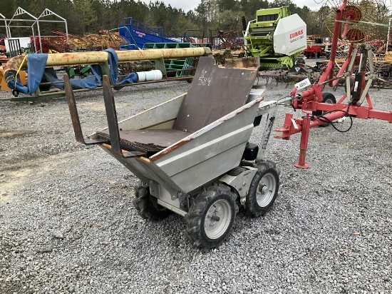 (792)GAS POWERED DUMP CART W/ PALLET FORKS