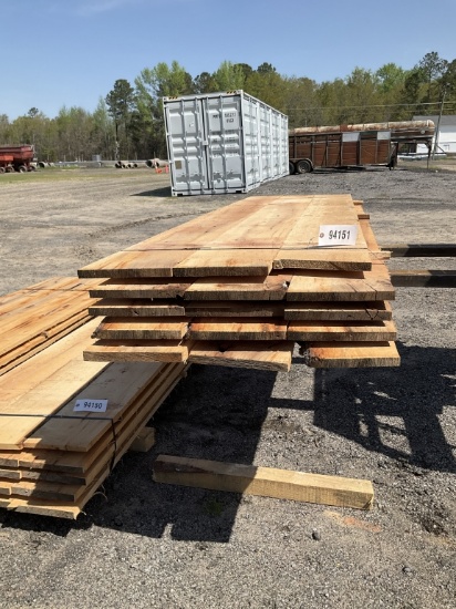 (1223)15PCS OF 1 X 10 X 8 HICKORY LUMBER