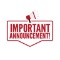 PLEASE READ - IMPORTANT ANNOUNCEMENT