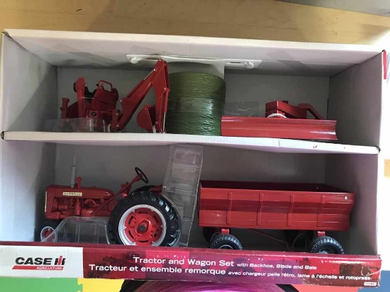 2014 Case IH Tractor And Wagon Set With Backhoe, Blade And Bale