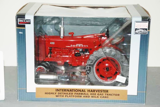 IH Farmall 400 Gas Tractor w/Platform and Milk Cans - SpecCast - Classic Series