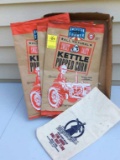 Four Kettle Pop popcorn bags and Vermeer Hill Wheat Flour bag