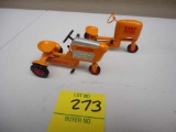 Two Roger Mohr pedal tractors: Tot Tractor and Shuttle Shift, 1/16 scale