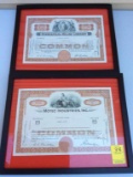 Two stock certificates, one MM and one Motec