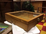 Wood Display Case with lock and key