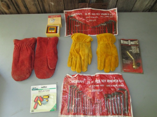 Misc. Lot  Allen Wrench Sets, Gloves, Misc.