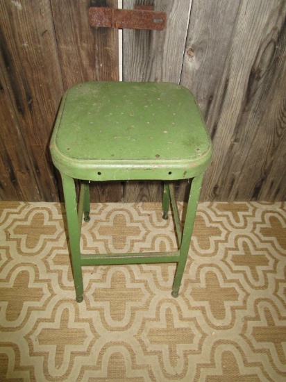 Vintage Green Workshop Stool