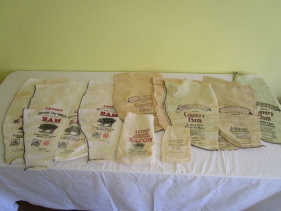 Lot of Vintage Cloth Ham Sacks