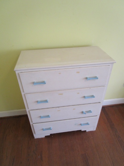 Vintage 4 Drawer Chest Painted White