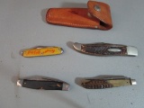 Lot of 4 Vintage Knives and 1 Carrying Case