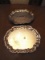 Lot of 2 Leonard Silver Plate Footed Serving Trays