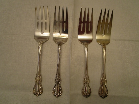Lot of 4 Towle Sterling Silver Old Master Large Serving Forks