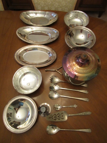 Large Lot of Misc. Silver Plate Serving Pieces