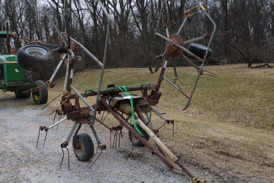 M&W 4 Basket Hay Tedder Hydraulic Fold  Model PT-407H  S/N 163890