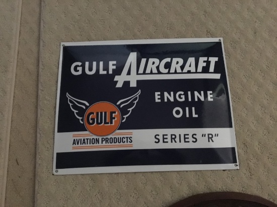 Porcelain Gulf Aircraft Engine Oil Sign 16’x13? NO RESERVE