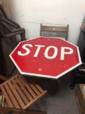 Stop Sign, Table and Chairs W/T-intersection Sign  NO RESERVE