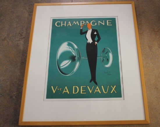 Champagne Veuve. A. Devaux Framed Picture NO RESERVE