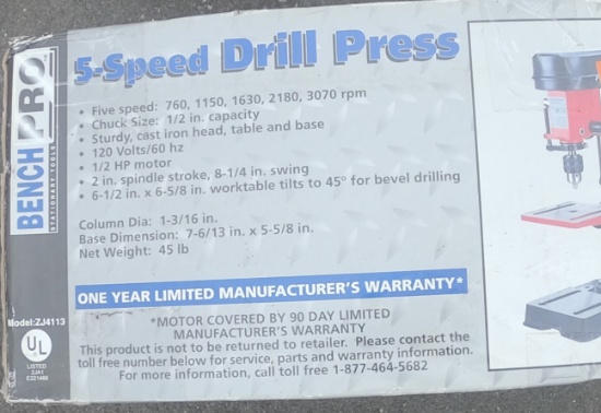 Lot 265- 5-speed Drill Press NO RESERVE