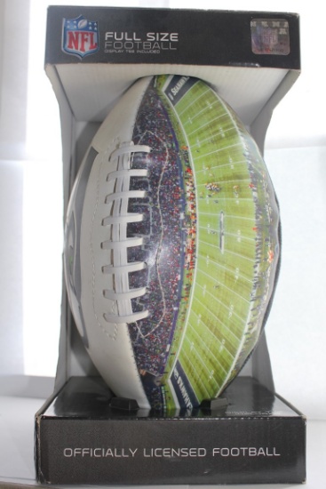 Lot 411- SEAHAWKS FULL SIZE FOOTBALL WITH DISPLAY TEE