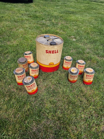 NO RESERVE - Vintage Shell Oil Container w/ Smaller Containers