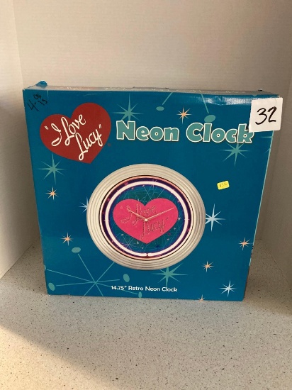 I Love Lucy neon Clock inbox 14.75 inches
