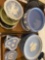 2 flats of wedgewood collectible plates , bowls