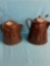 TWO blue enamel camp coffee pots