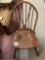 1 antique brace back chair with rush seat